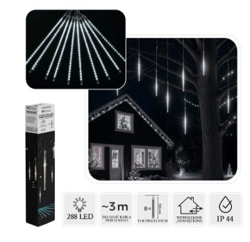 Chomik Штора «Meteory Led», 8 шт., 50 см, холодный белый, длина 3 + 3,7 м, для использования внутри и снаружи, LED6366 - Home Club