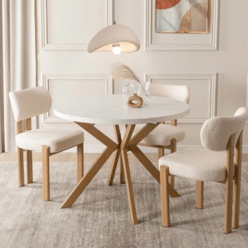 Mebel Elite Стіл Lukas, розкладний, 100–250 см, білий/дерев'яний, ME.LUKAS/B/DREW/S - Home Club