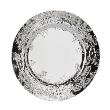 Chomik Круглая Подтарелка 33 × 33 × 1,5 См, Праздничная, Серебряная, VEN9770 - Home Club