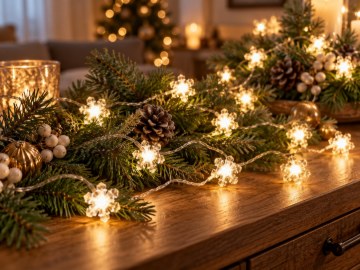 Chomik Светодиодная гирлянда «Снежинки» 20 л, работает от батареек, LED4208 - Home Club