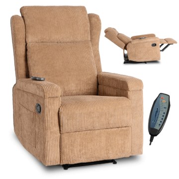 Mebel Elite Раскладной массажный кресло Sebastian, коричневый, из вельвета, ME.SEBASTIAN/BR/SZTR/FW - Home Club