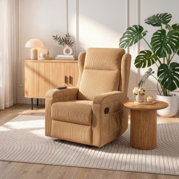 Mebel Elite Раскладной массажный кресло Sebastian, коричневый, из вельвета, ME.SEBASTIAN/BR/SZTR/FW - Home Club