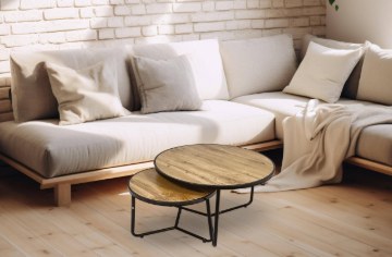 Kontrasto Круглий журнальний столик, 2 шт., дуб Sk114D, 70x47/50x39 см, 6.06.14683 - Home Club